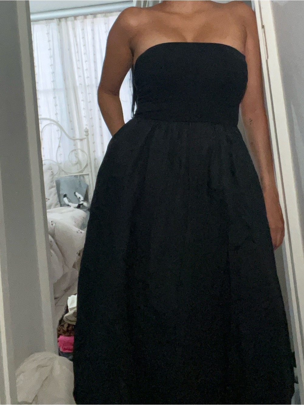 Sincerely Jules Strapless Black Midi Dress